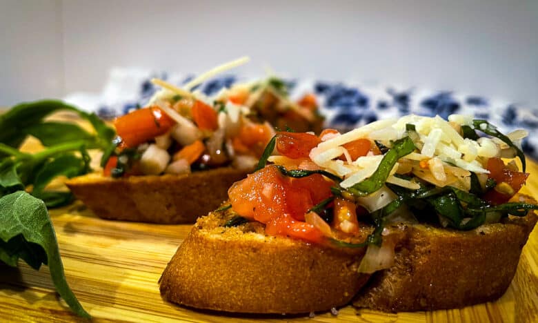 Bruschetta on a crostini